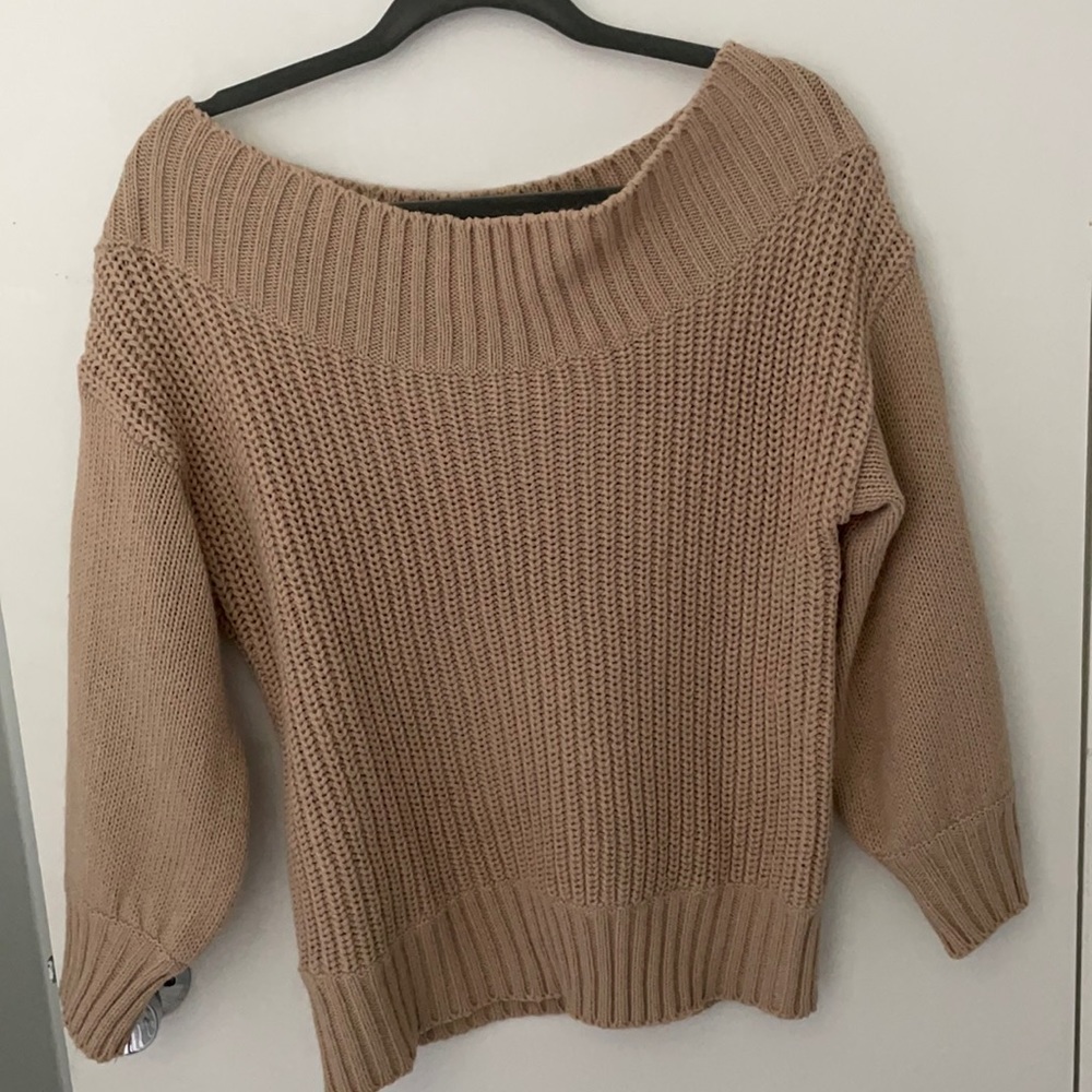 Blush off shoulder sweater
